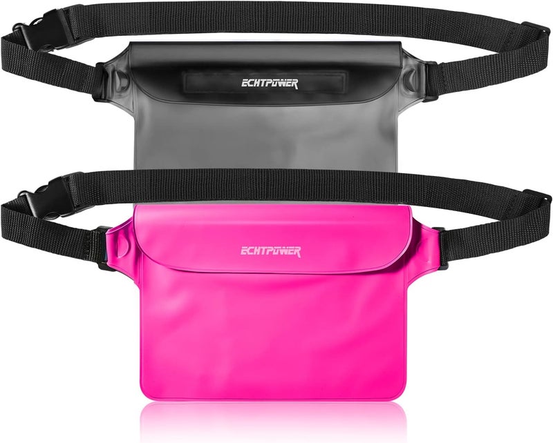 ECHTPower Store 2-Pack Waterproof Pouch Bag, Waterproof Fanny Pack, Waterproof Dry Bag with Adjustable Waist Strap for Beach Swimming Kayaking Floating Boating - Image 1